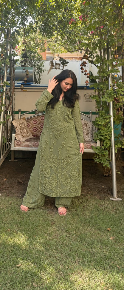Kurti Plazo Set With Chiffon Dupatta