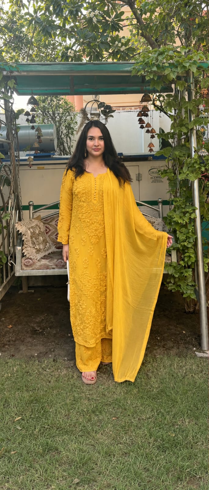 Kurti Plazo Set With Chiffon Dupatta