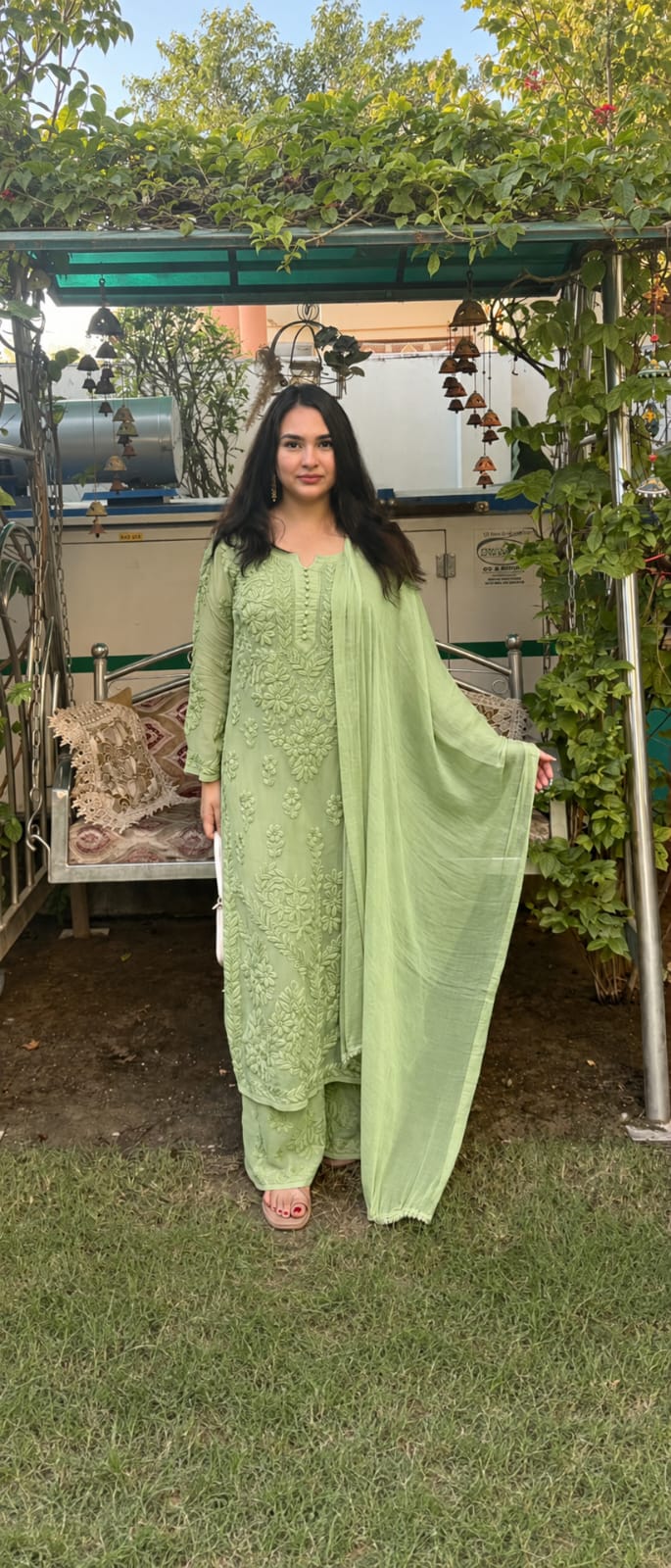 Kurti Plazo Set With Chiffon Dupatta