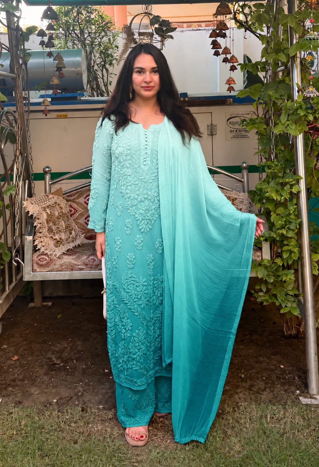 Kurti Plazo Set With Chiffon Dupatta