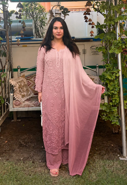 Kurti Plazo Set With Chiffon Dupatta