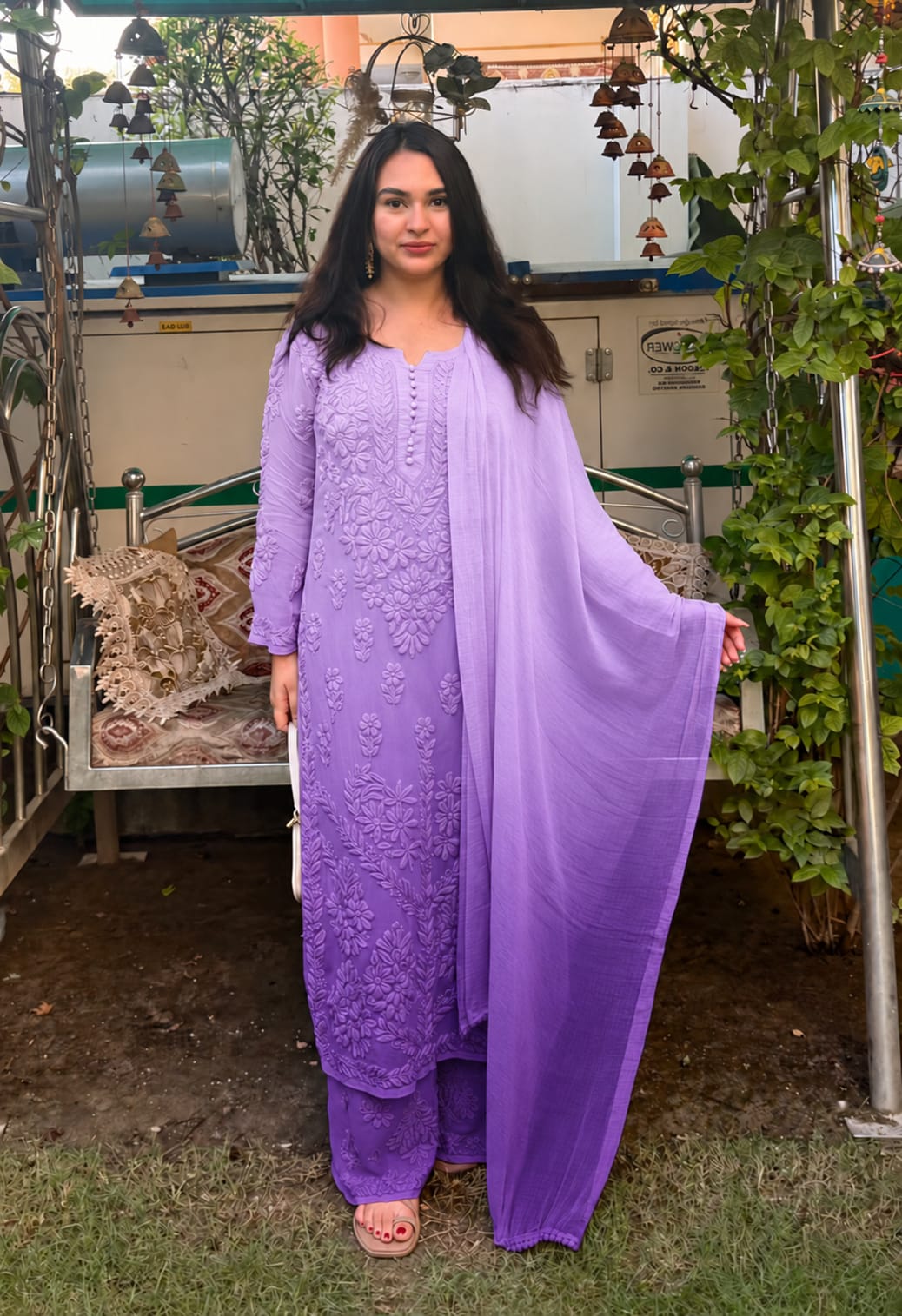 Kurti Plazo Set With Chiffon Dupatta
