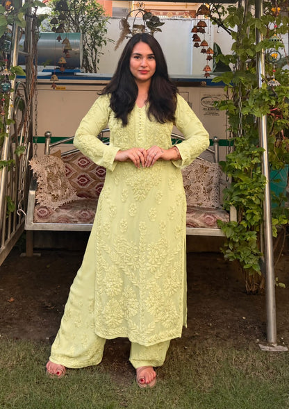 Kurti Plazo Set With Chiffon Dupatta