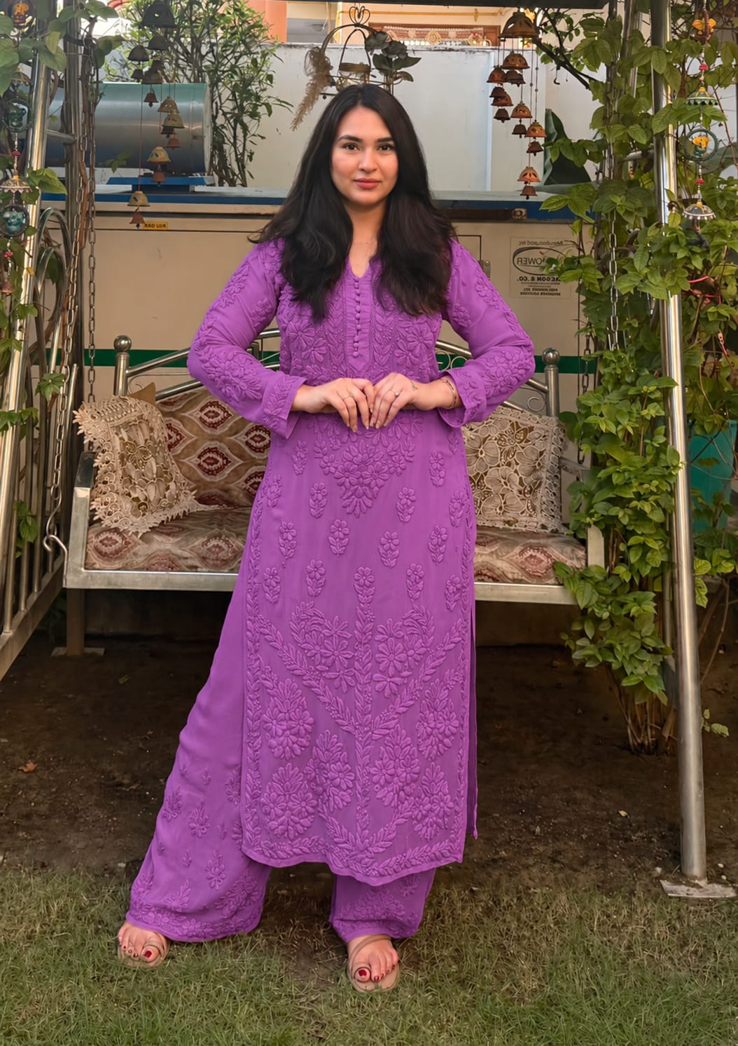 Kurti Plazo Set With Chiffon Dupatta