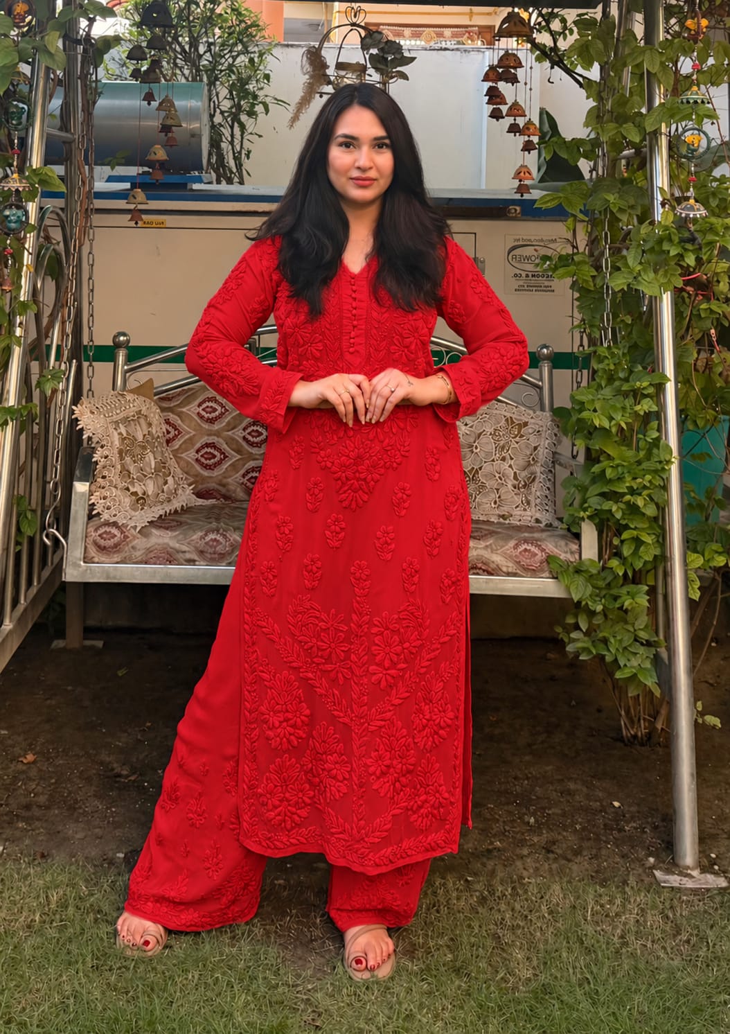 Kurti Plazo Set With Chiffon Dupatta
