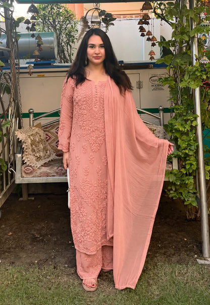 Kurti Plazo Set With Chiffon Dupatta