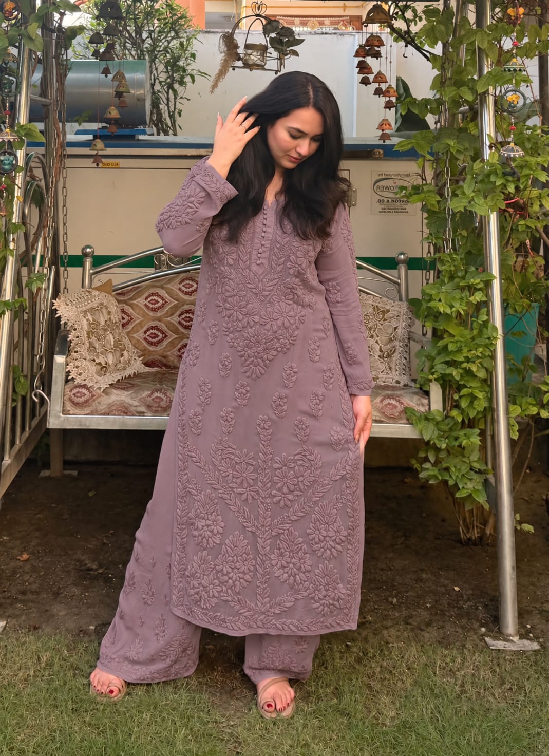 Kurti Plazo Set With Chiffon Dupatta