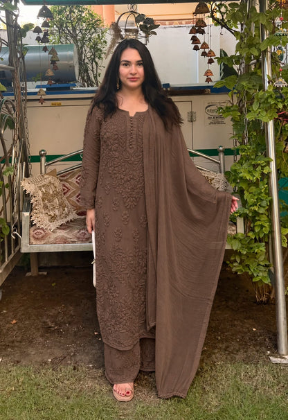 Kurti Plazo Set With Chiffon Dupatta