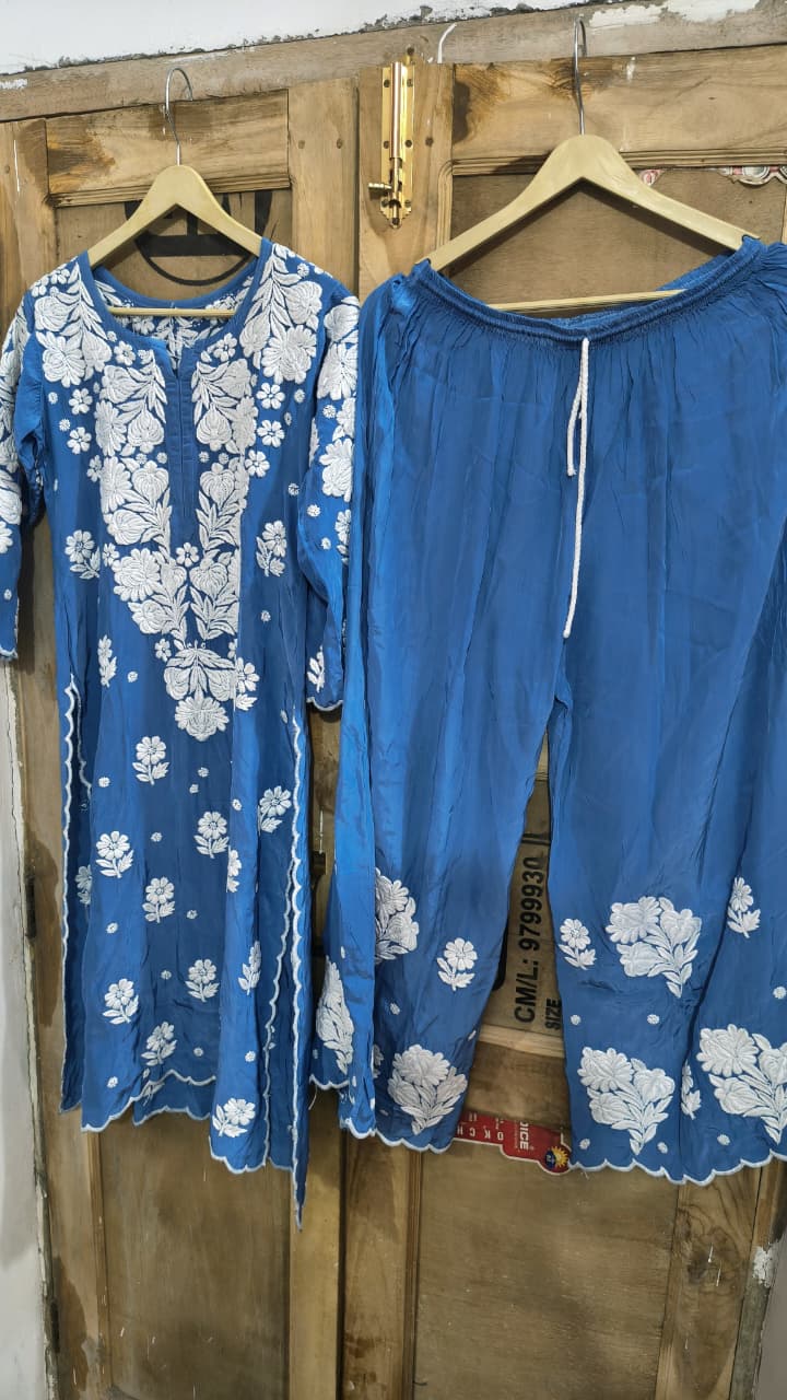 Crepe Kurti Plazo Dupatta set