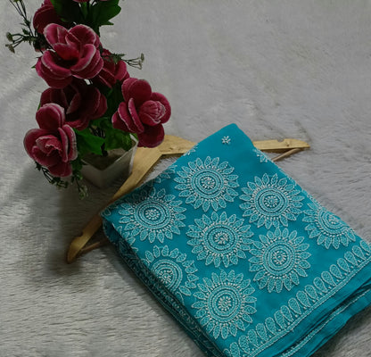 Georgette Saree Sun Flower