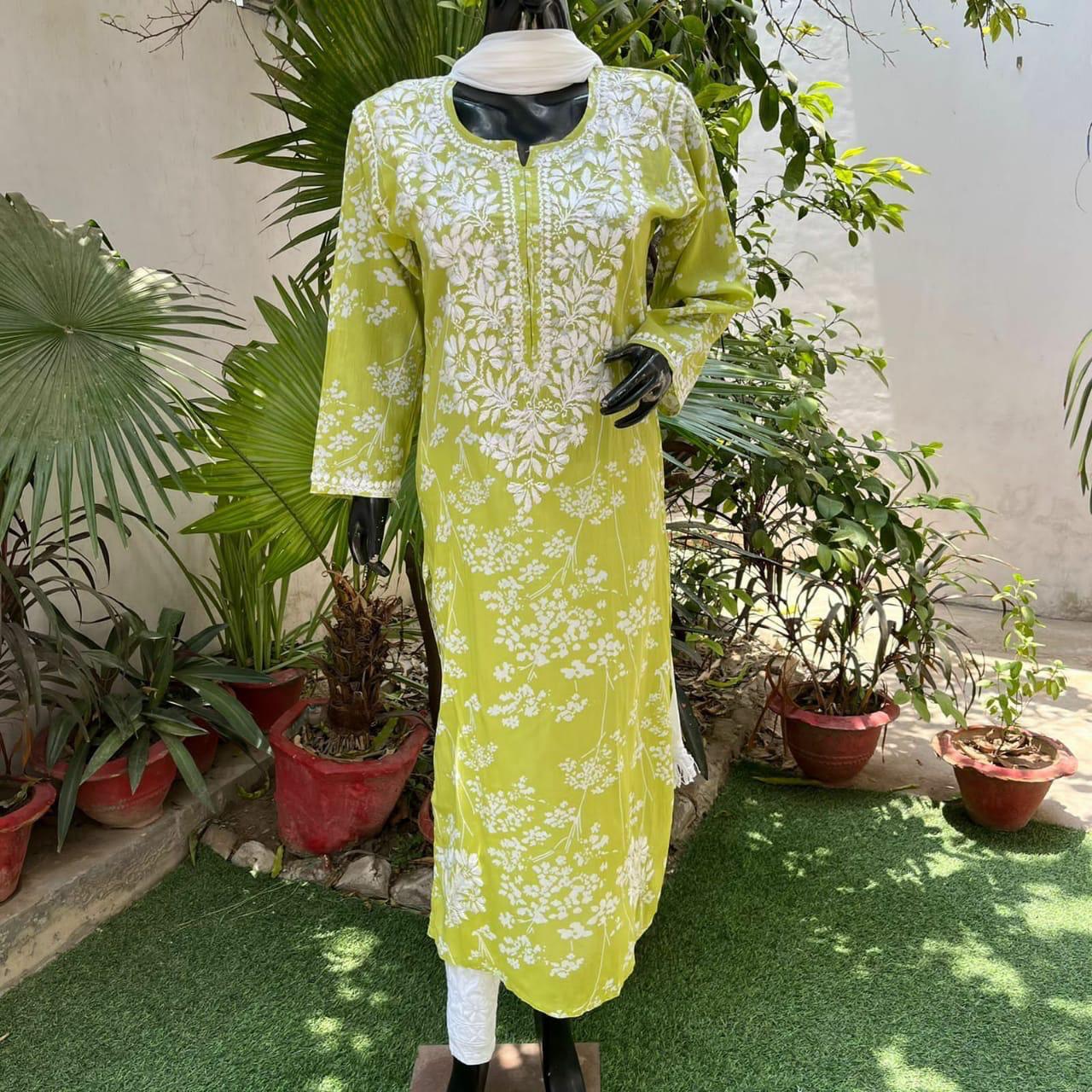 Cotton Kurti with Chikankari Embroidery