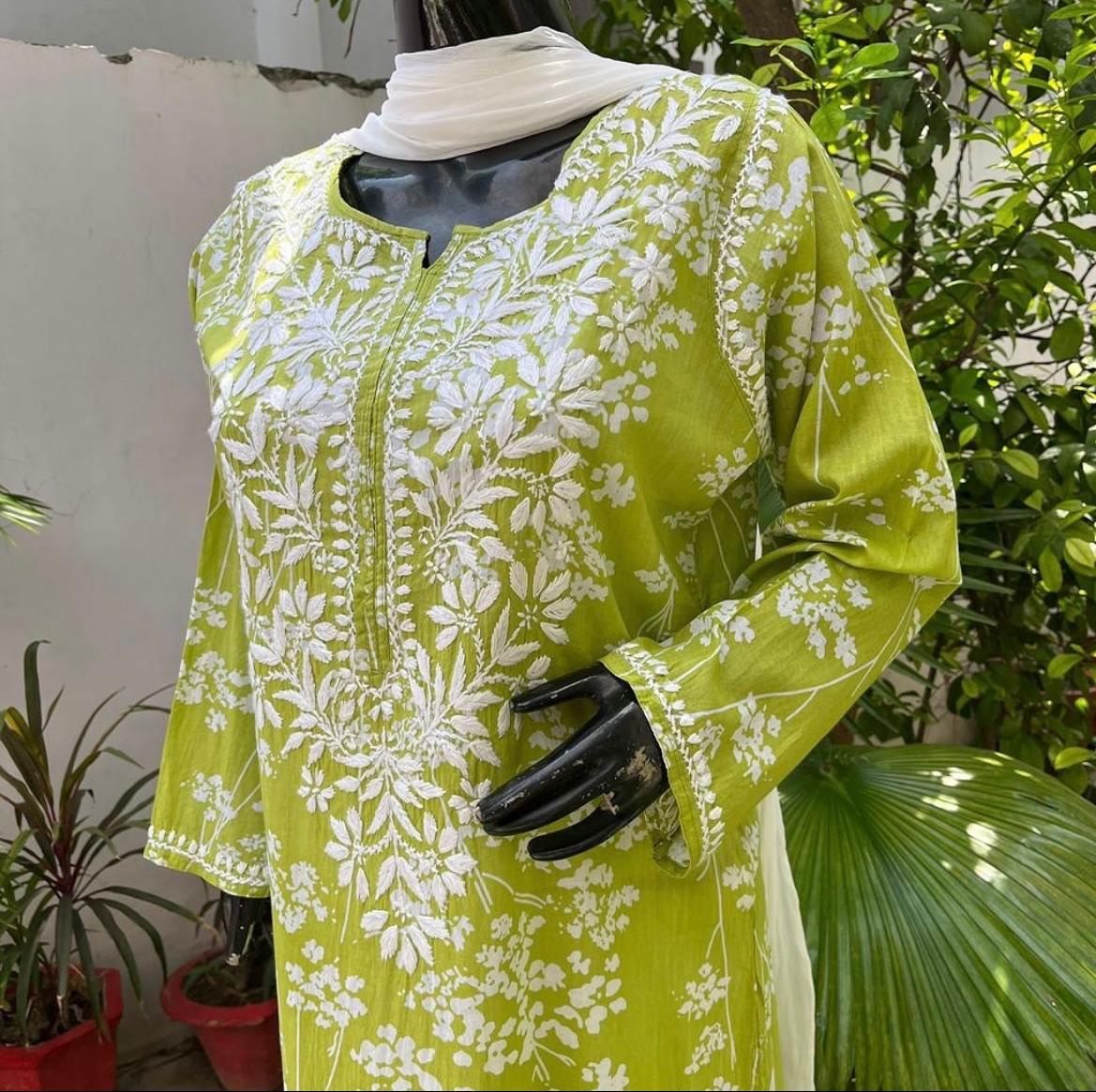 Cotton Kurti with Chikankari Embroidery