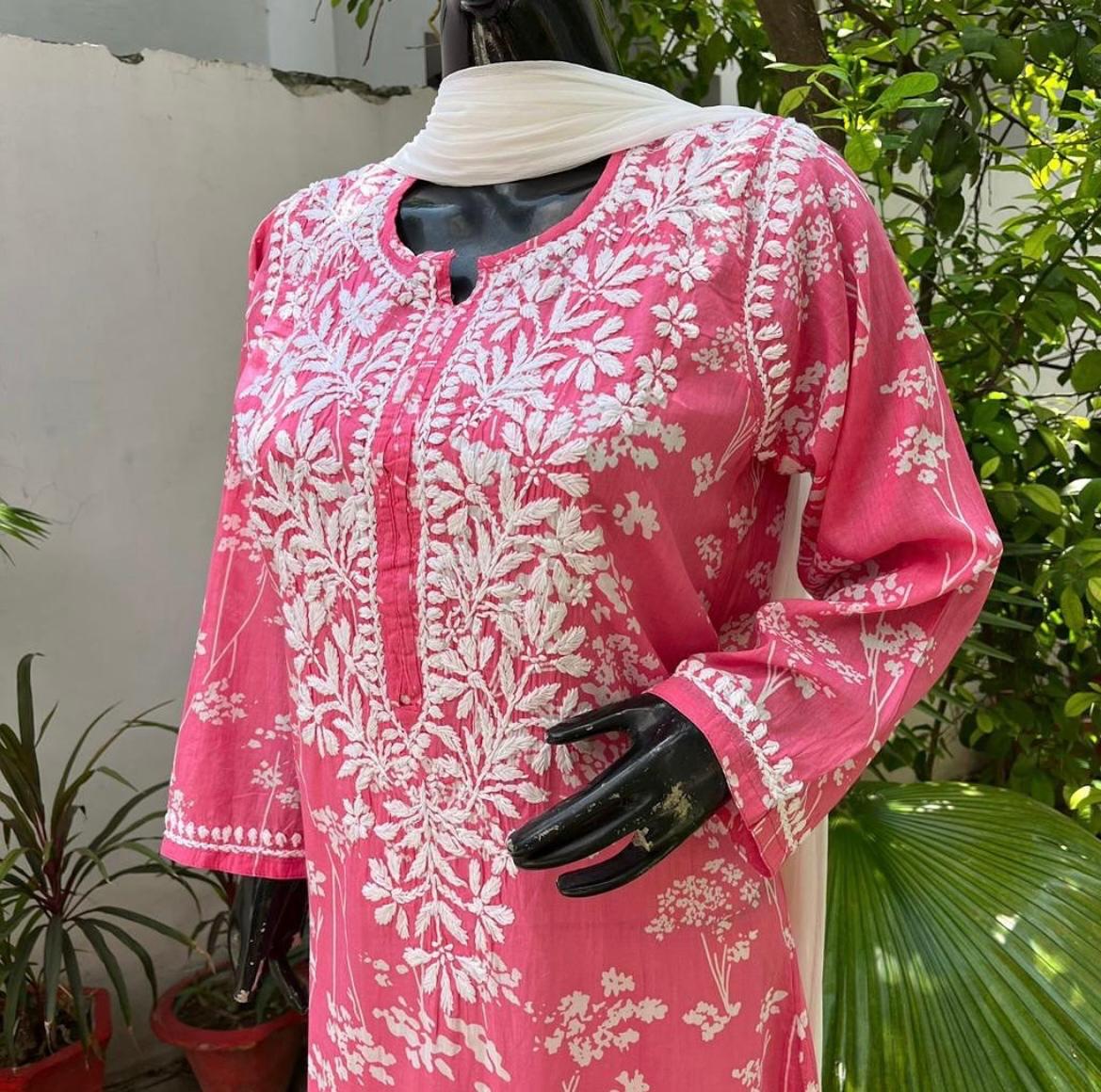 Cotton Kurti with Chikankari Embroidery