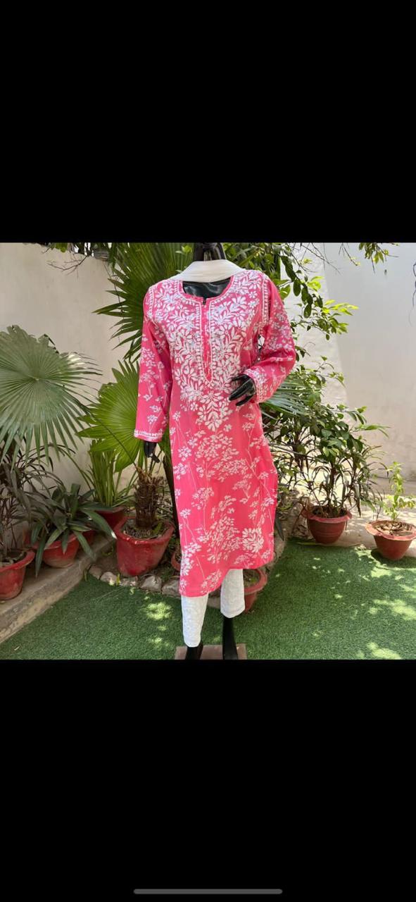 Cotton Kurti with Chikankari Embroidery