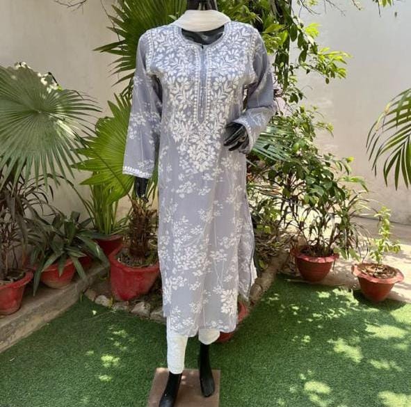 Cotton Kurti with Chikankari Embroidery