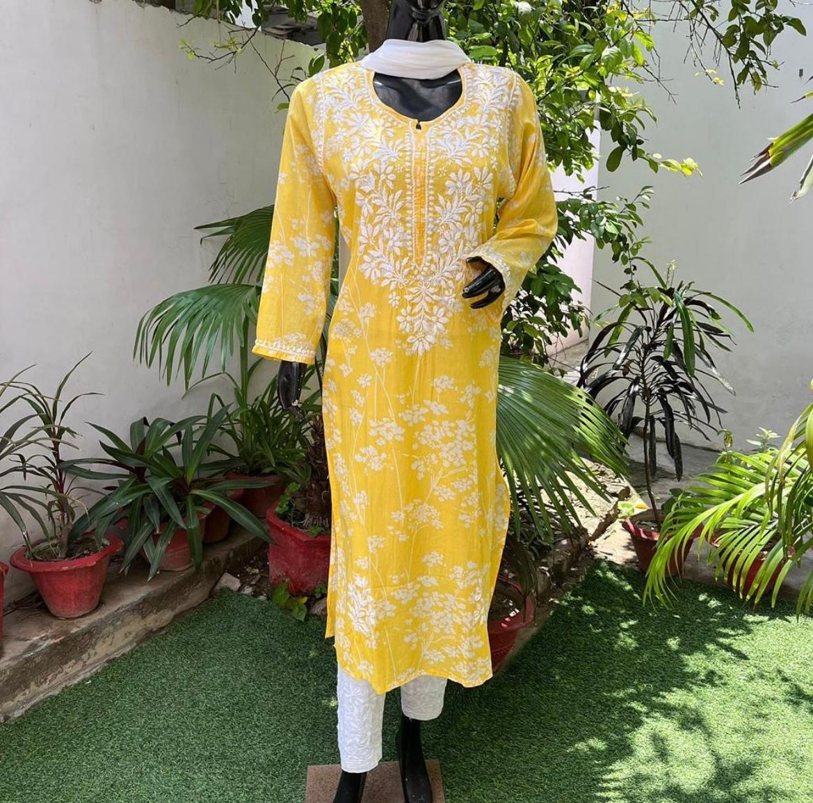 Cotton Kurti with Chikankari Embroidery