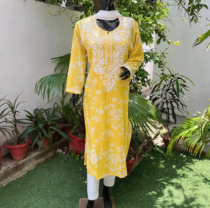 Cotton Kurti with Chikankari Embroidery