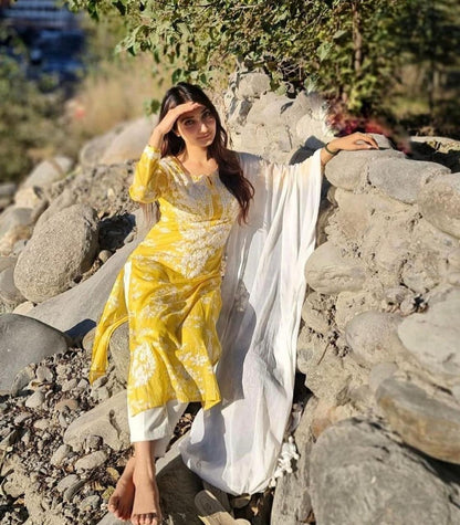 Cotton Kurti with Chikankari Embroidery