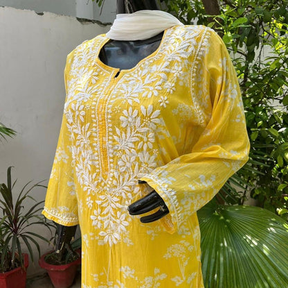 Cotton Kurti with Chikankari Embroidery