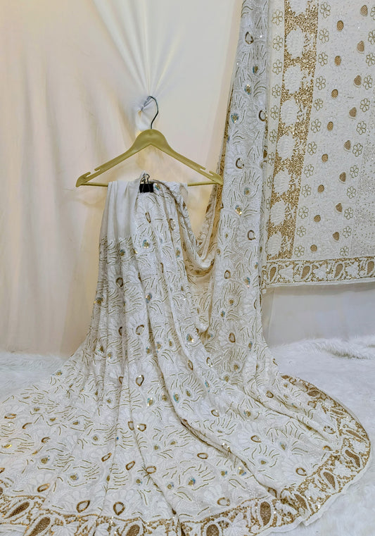 Pure Georgette Chikankari Saree