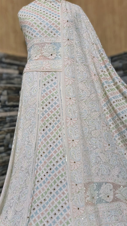 Pure Georgette Chikankari Lehenga