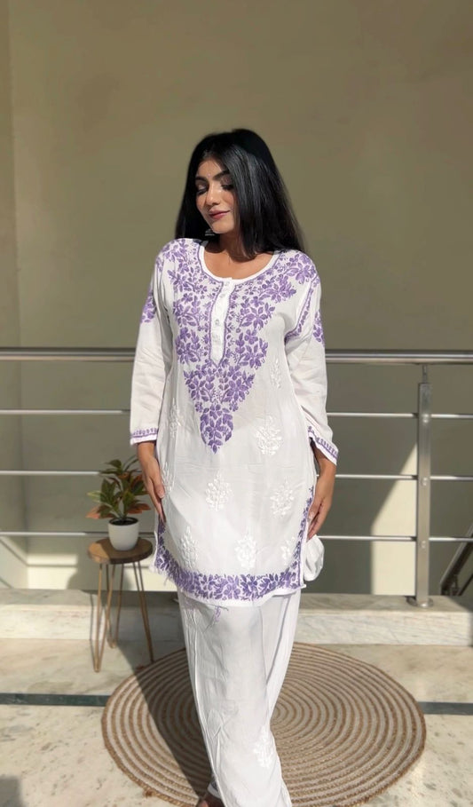 Modal Co-ord Set with Chikankari Embroidery