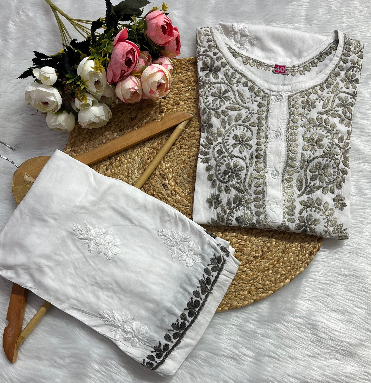 Modal Co-ord Set with Chikankari Embroidery