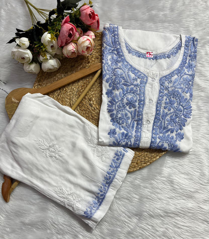 Modal Co-ord Set with Chikankari Embroidery