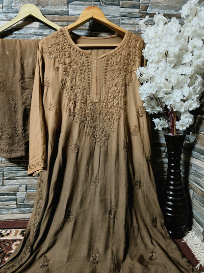 Mesmerizing Chikankari Ombre Shade Kurti Palazzo Set