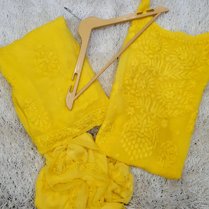 Noodle Sleeves Kurti Palazzo Dupatta Set