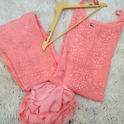 Noodle Sleeves Kurti Palazzo Dupatta Set