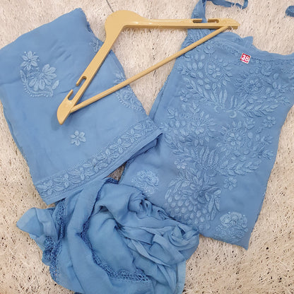 Noodle Sleeves Kurti Palazzo Dupatta Set