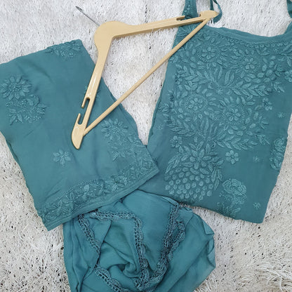 Noodle Sleeves Kurti Palazzo Dupatta Set