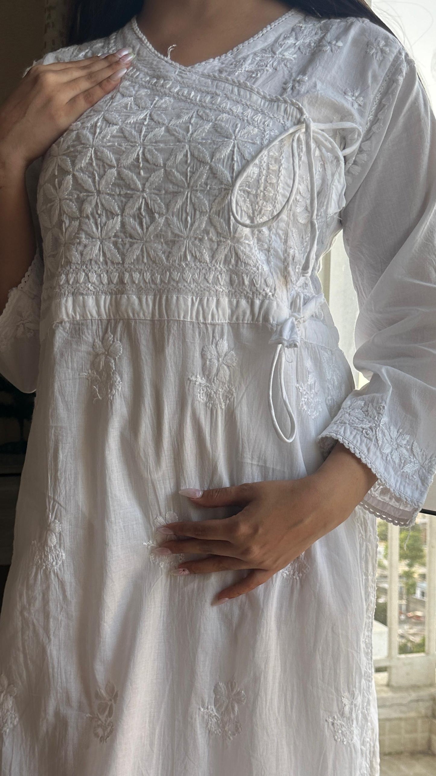 Mul Cotton Dyed Straight Angrakha Set
