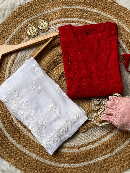 Mul Cotton Dyed Straight Angrakha Set
