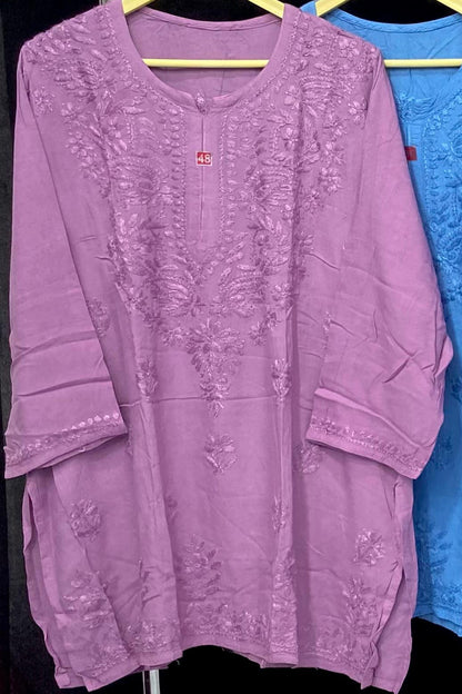 Rayon Short Top with Chikan Embroidery