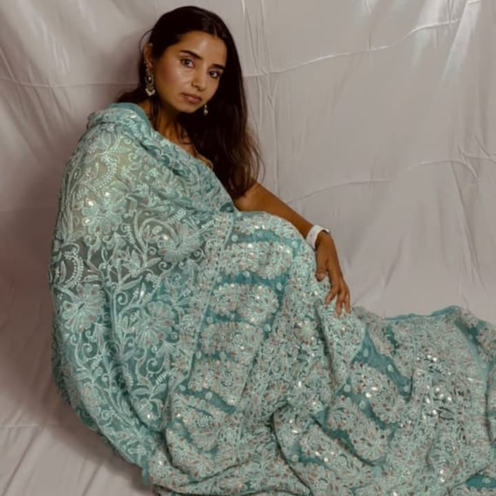 Georgette Full Jaal Saree