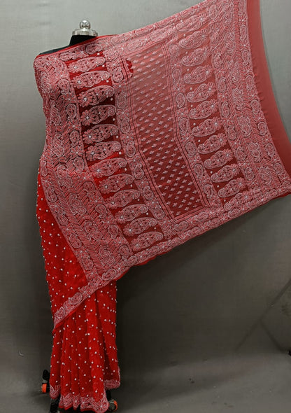 Georgette Chikankari Saree