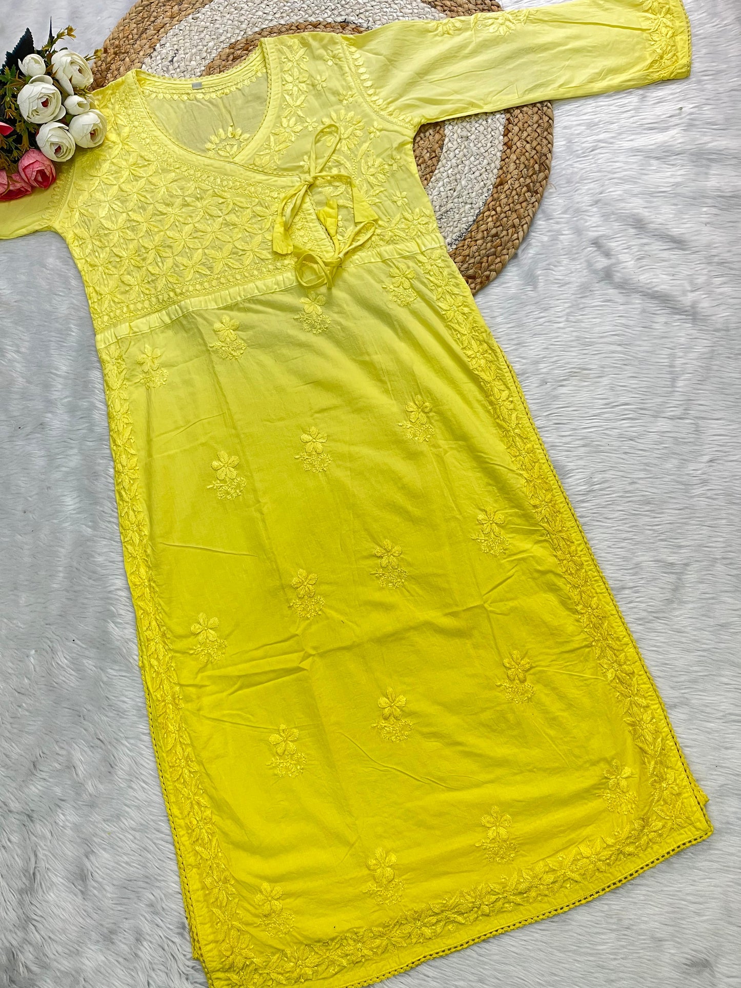 Mul Cotton Chikankari Angarkha Set