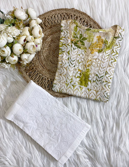 Mul Cotton Short top with Chiknakari Emroidery