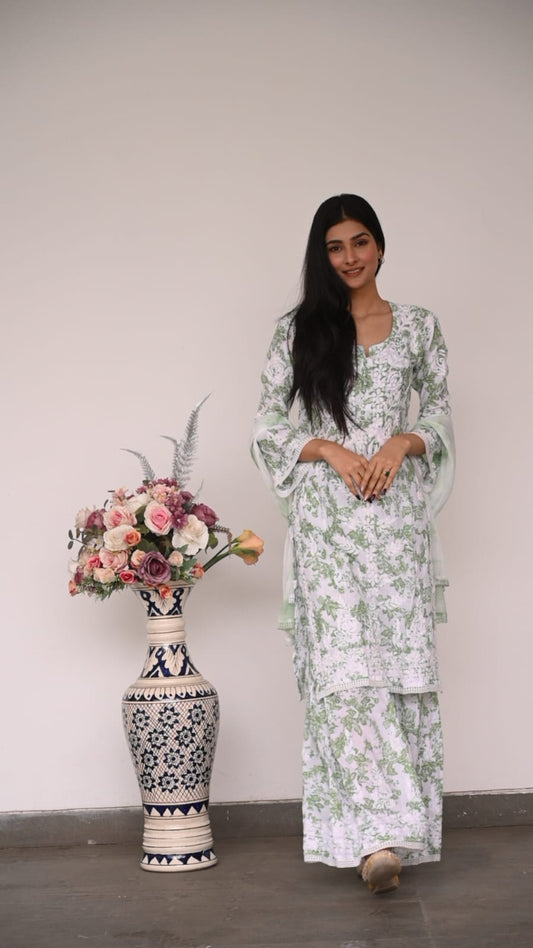 Mul Cotton Chikankari Garara Set