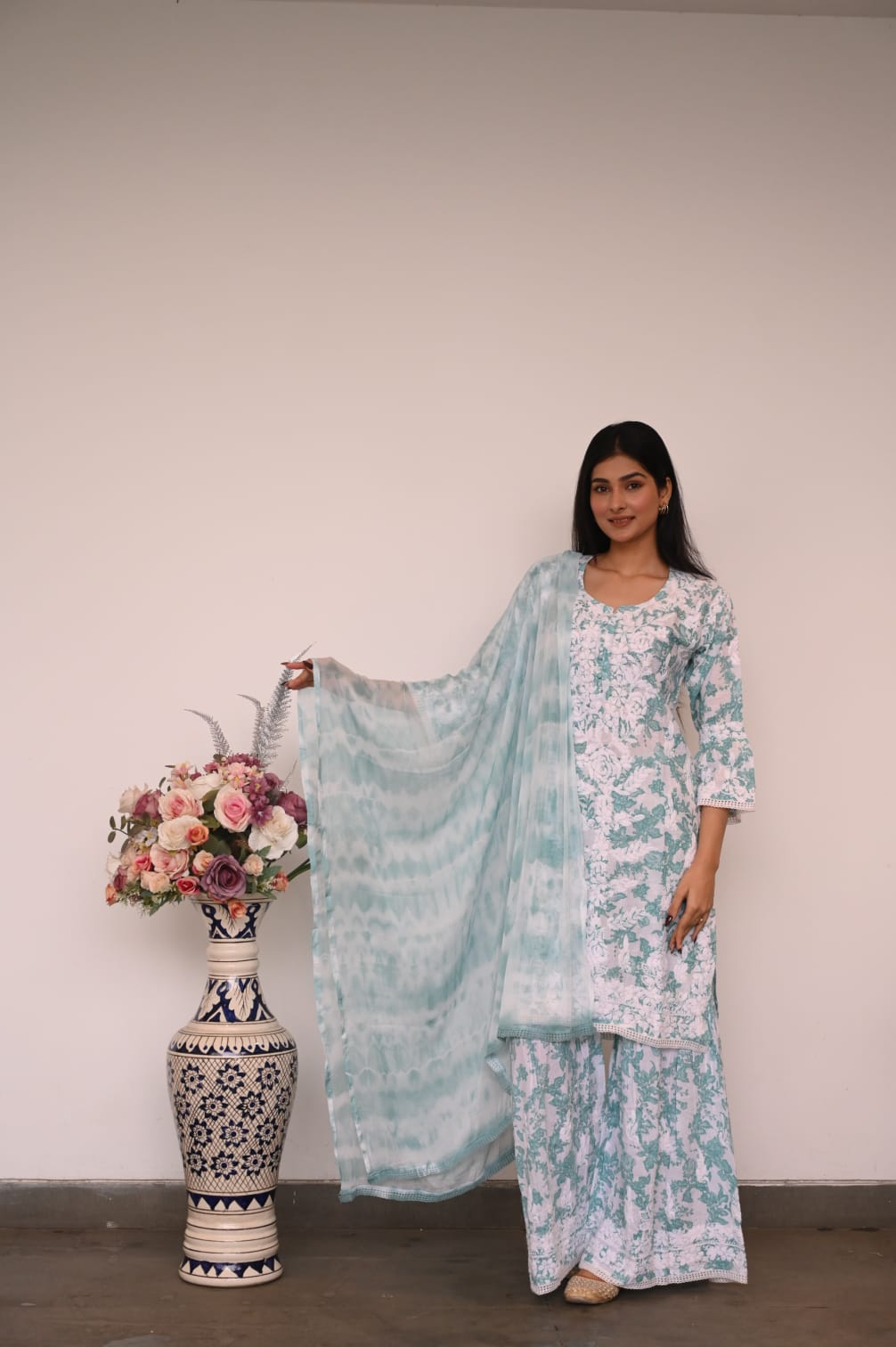 Mul Cotton Chikankari Garara Set