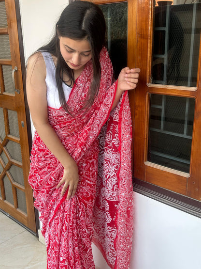 Georgette Full Jaal Saree