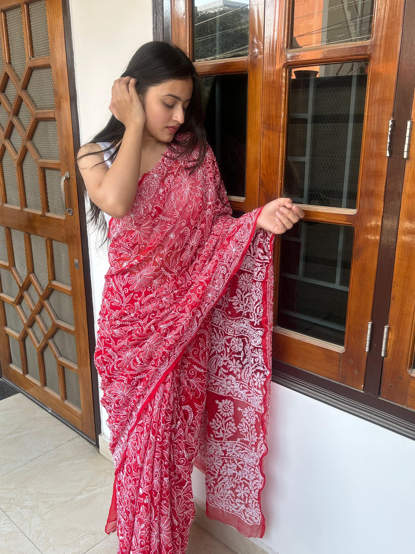 Georgette Full Jaal Saree