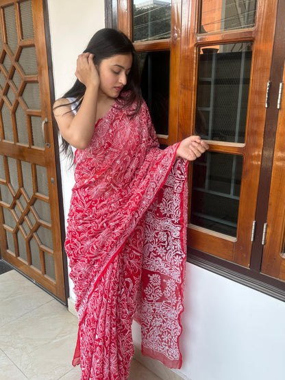 Georgette Full Jaal Saree