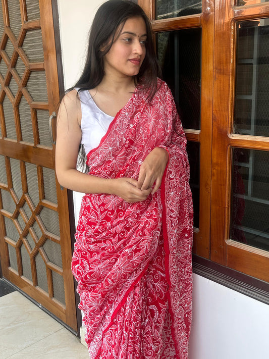 Georgette Full Jaal Saree