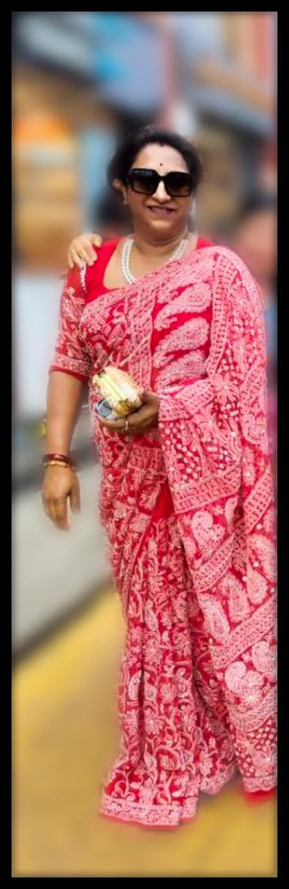 Georgette Full Jaal Saree