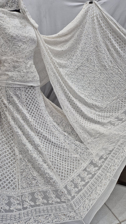 Heavy Jaal Chikankari Lehenga