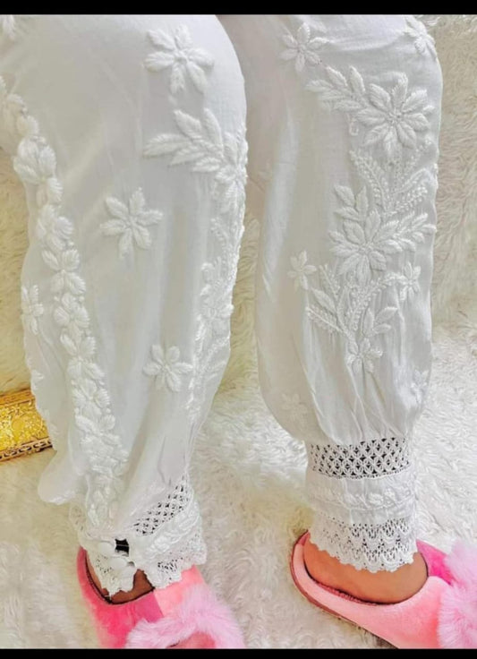 Handmade Chikan work Afghani Pant