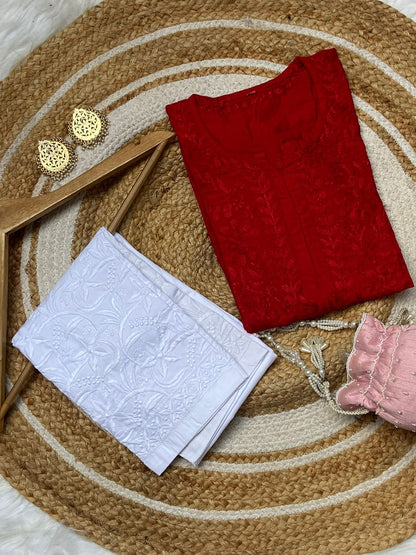 Chanderi  Premium Kurti Dyed Set